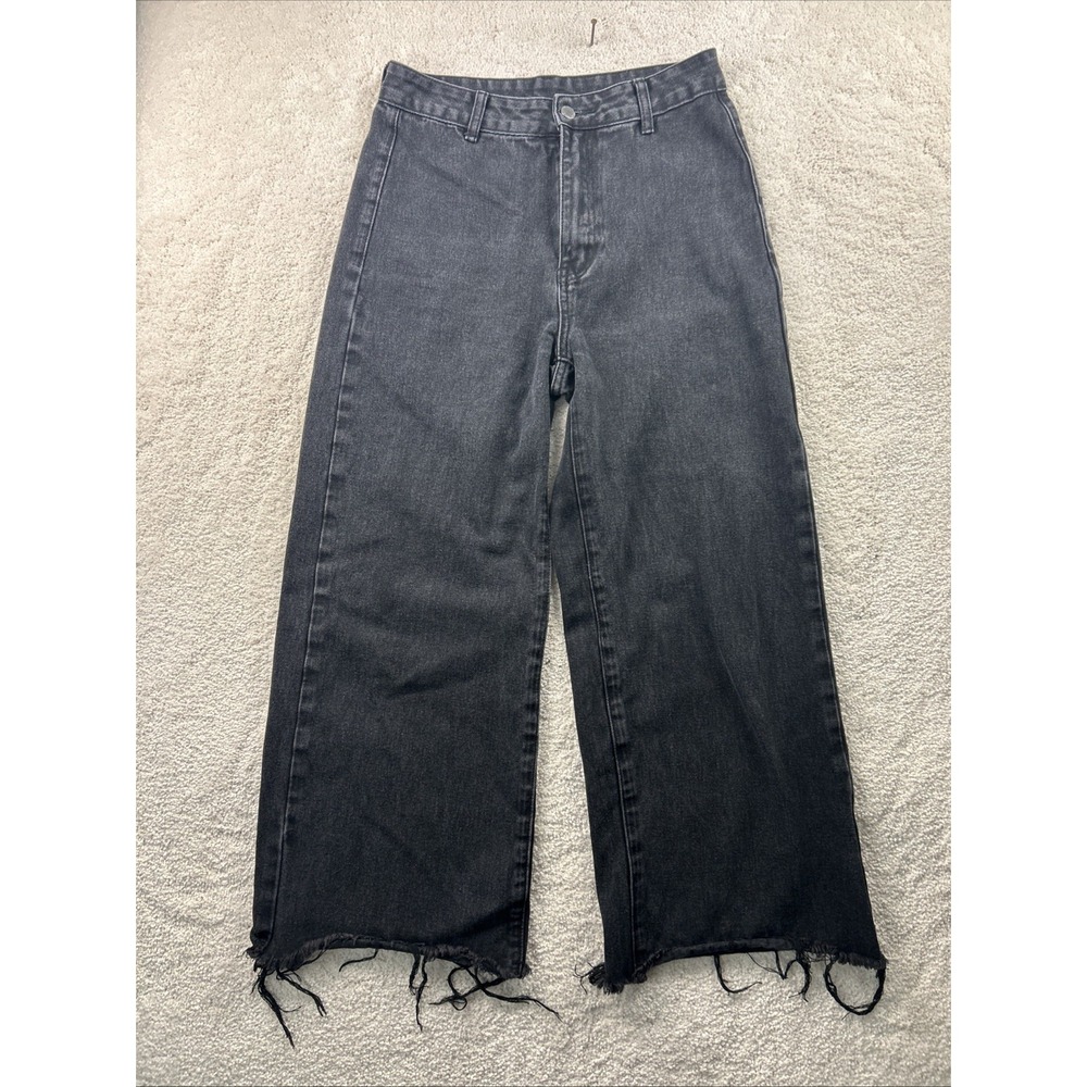 Shein Jeans Women's 28 Black Wash High Rise Skinny Jeans Size 6 Raw Cuffs